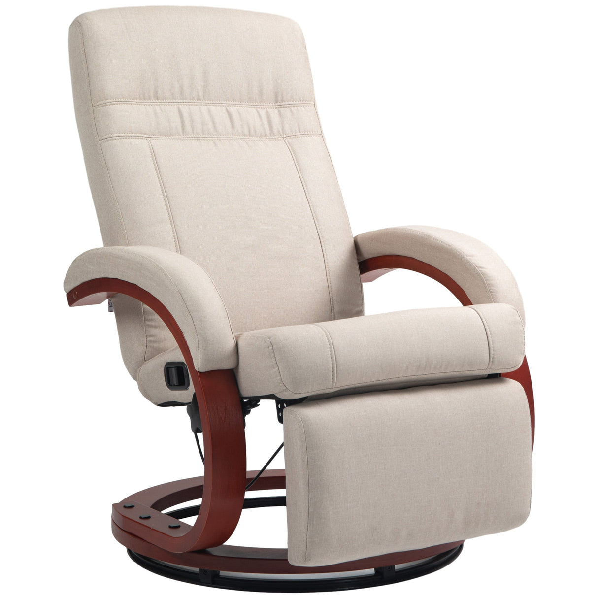 Comfortable Wise Galleria Swivel Chair with wooden frame and reclining feature in beige fabric