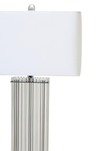 Orsina Table Lamp with a sleek chrome base and white rectangular shade for modern interiors