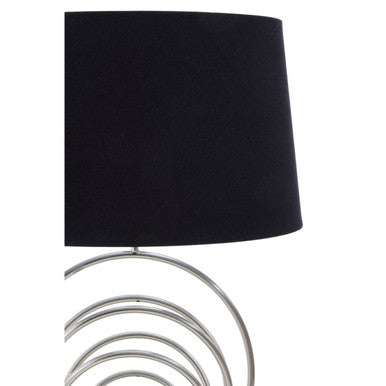 Orsina Table Lamp with a Modern Design and Black Shade, Featuring Sleek Silver Base