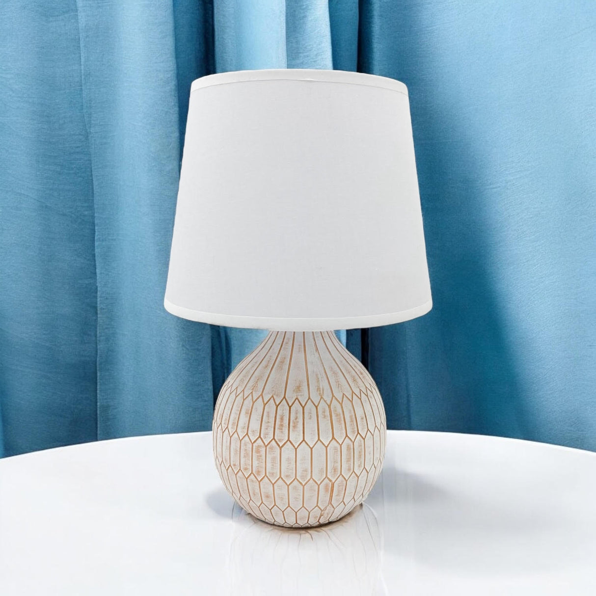 MSL Table Lamp with a textured base and white shade, perfect for enhancing any room decor