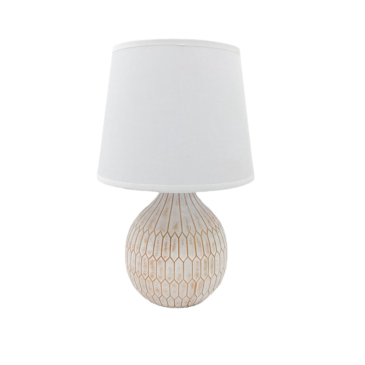 Stylish MSL Table Lamp with a textured ceramic base and a white fabric shade