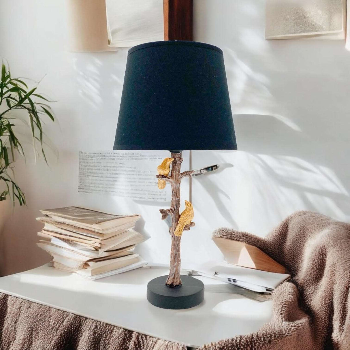 MSL Table Lamp with a unique tree branch design and fabric shade for a stylish home decor