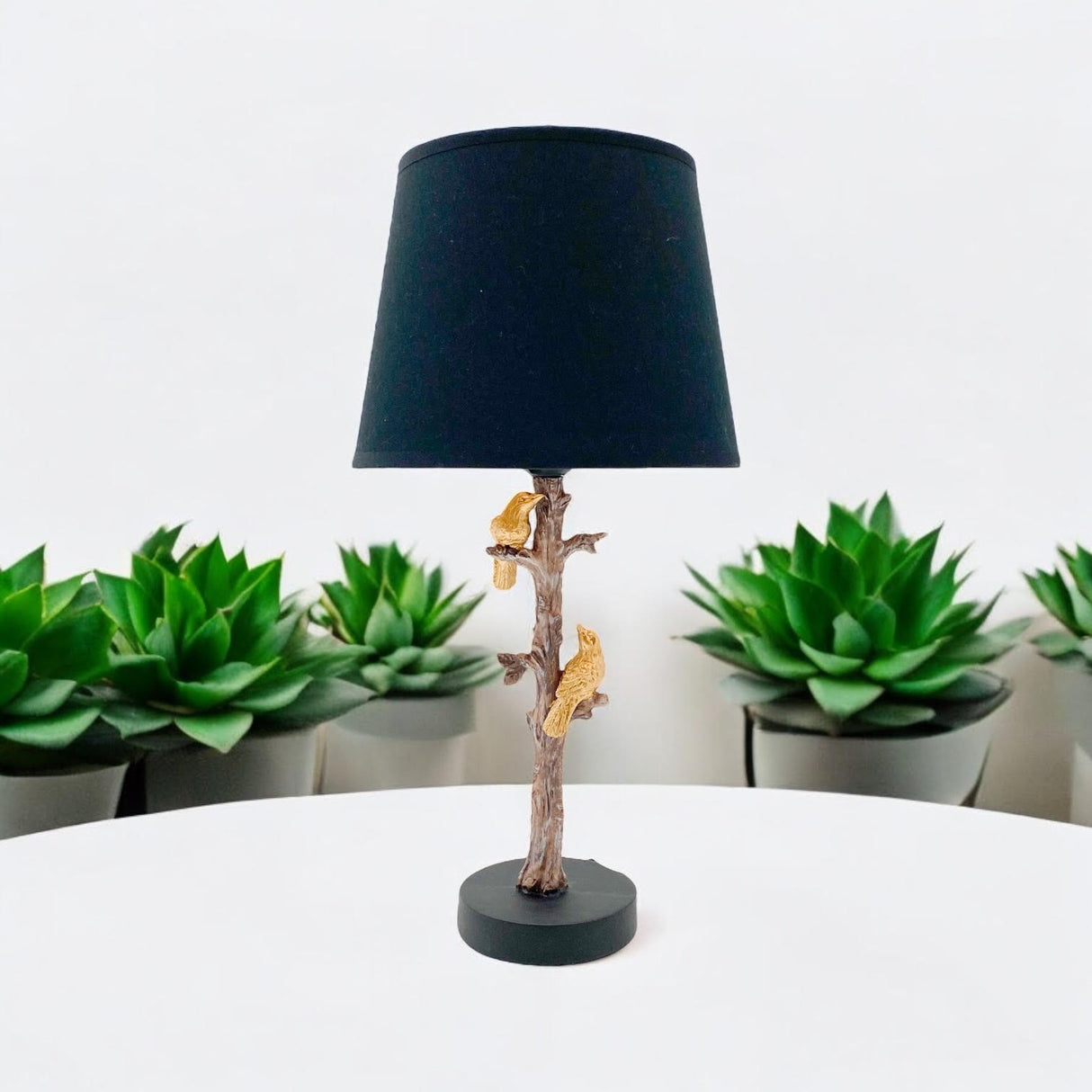Unique MSL Table Lamp with a tree branch design and black shade, perfect for stylish decor