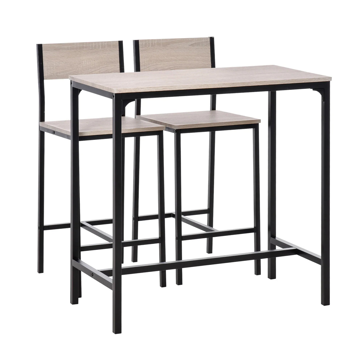 Klassyx Table Stool Set with a sleek modern design featuring a wooden tabletop and black metal frame