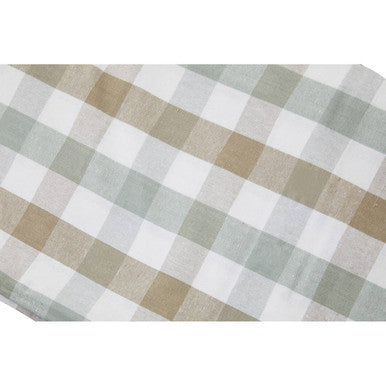 Orsina Tablecloth in a stylish check pattern with soft green and beige colours for kitchen dining