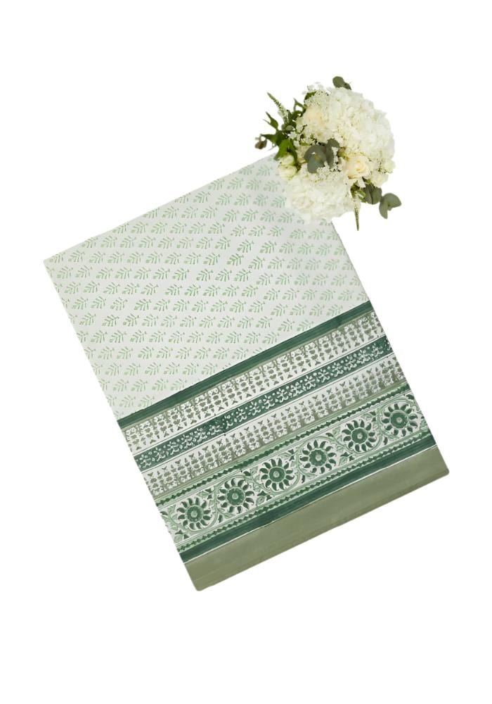 Casa by Josephine Jenno Tablecloth with Floral Patterns in Green and White for Elegant Dining
