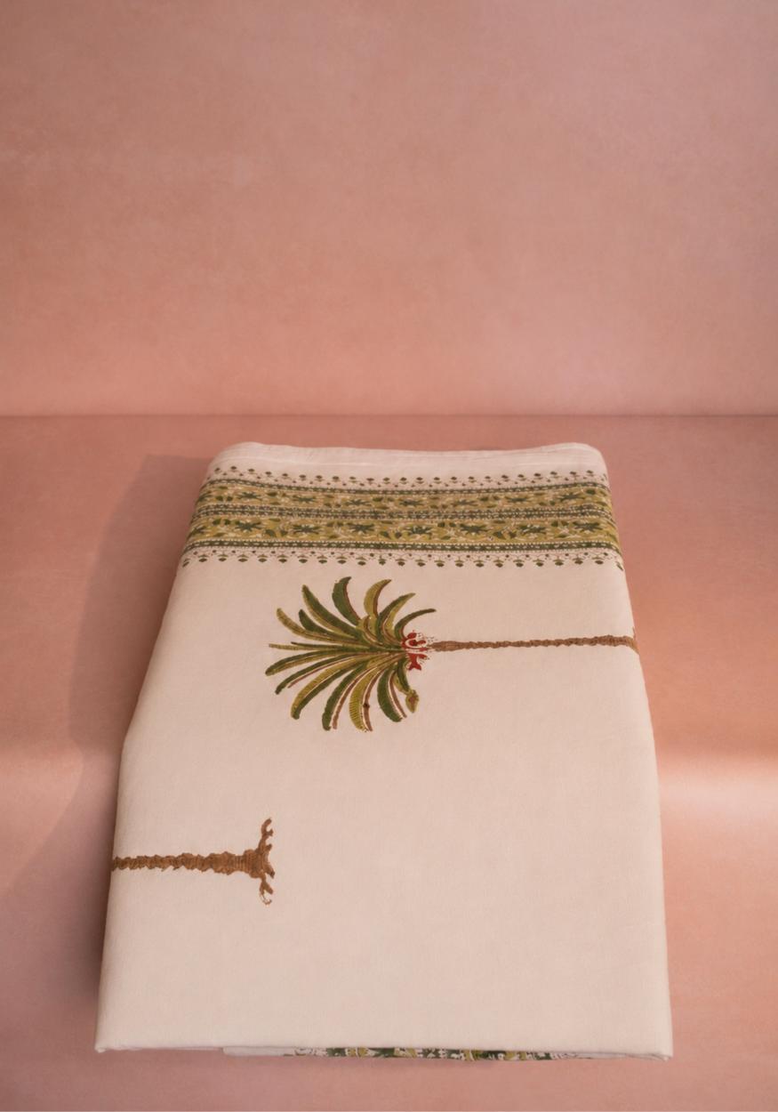 Casa by Josephine Jenno Tablecloth with Palm Tree Design and Decorative Trim