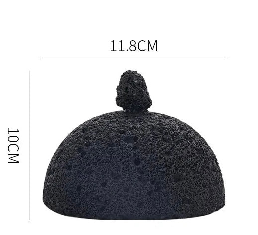 Nisu Home Black Lava Stone Tableware Dome Cover with a Unique Design and Dimensions of 11.8cm by 10cm