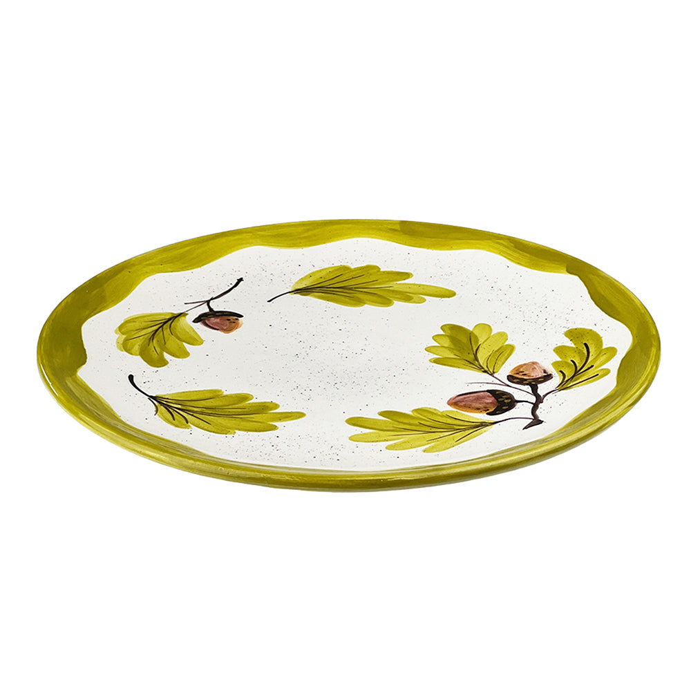 Selbrae House Round Serving Platter featuring a decorative leaf design and vibrant colours