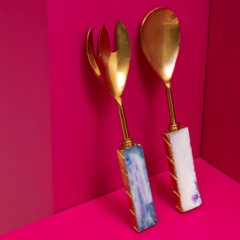 Elegant Orsina Serving Set with Gold Utensils and Stylish Handles for Entertaining