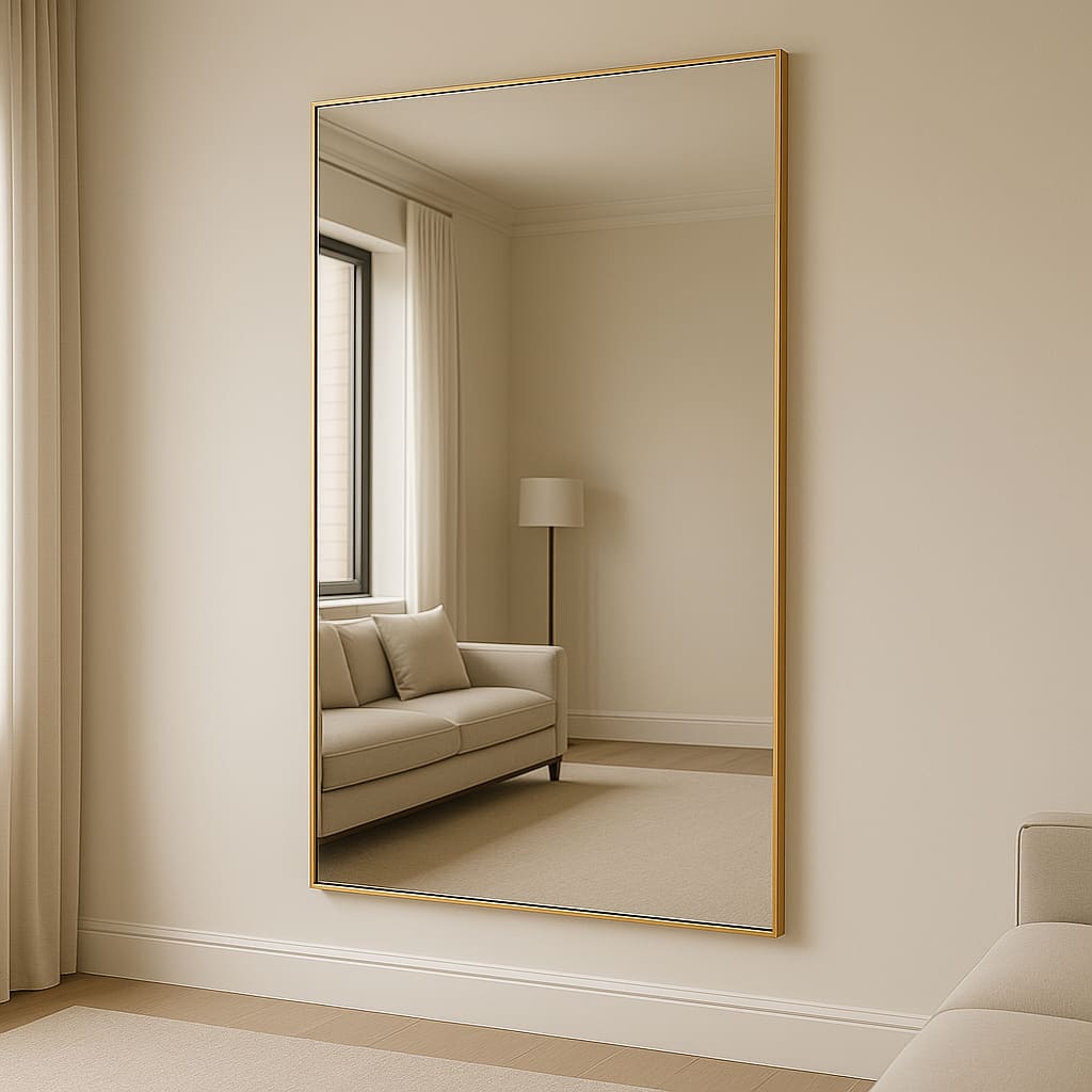 Jobu Home Rectangle Mirror with a sleek design, perfect for enhancing living room spaces