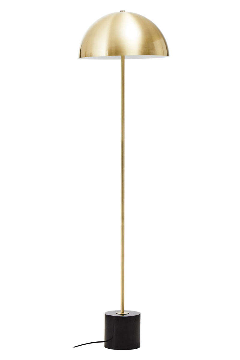 Orsina Floor Lamp with a sleek gold dome shade and a contemporary black base for elegant lighting