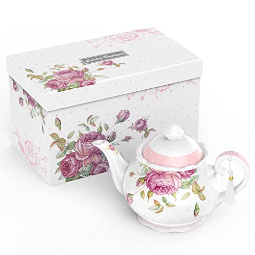 Elegant London Boutique Lifestyle Tea Set in Floral Design with Teapot and Gift Box