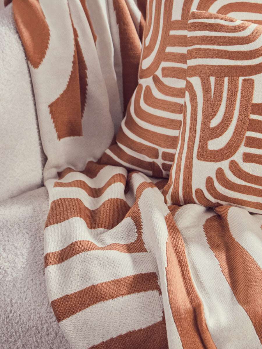 Orsina Terracotta Throw with Abstract Pattern for Stylish Home Decor