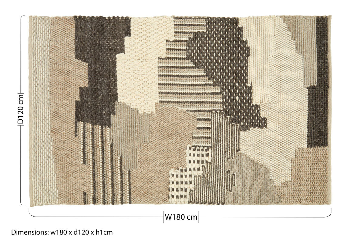 Orsina Textured Rug in neutral tones with a modern abstract pattern and woven details