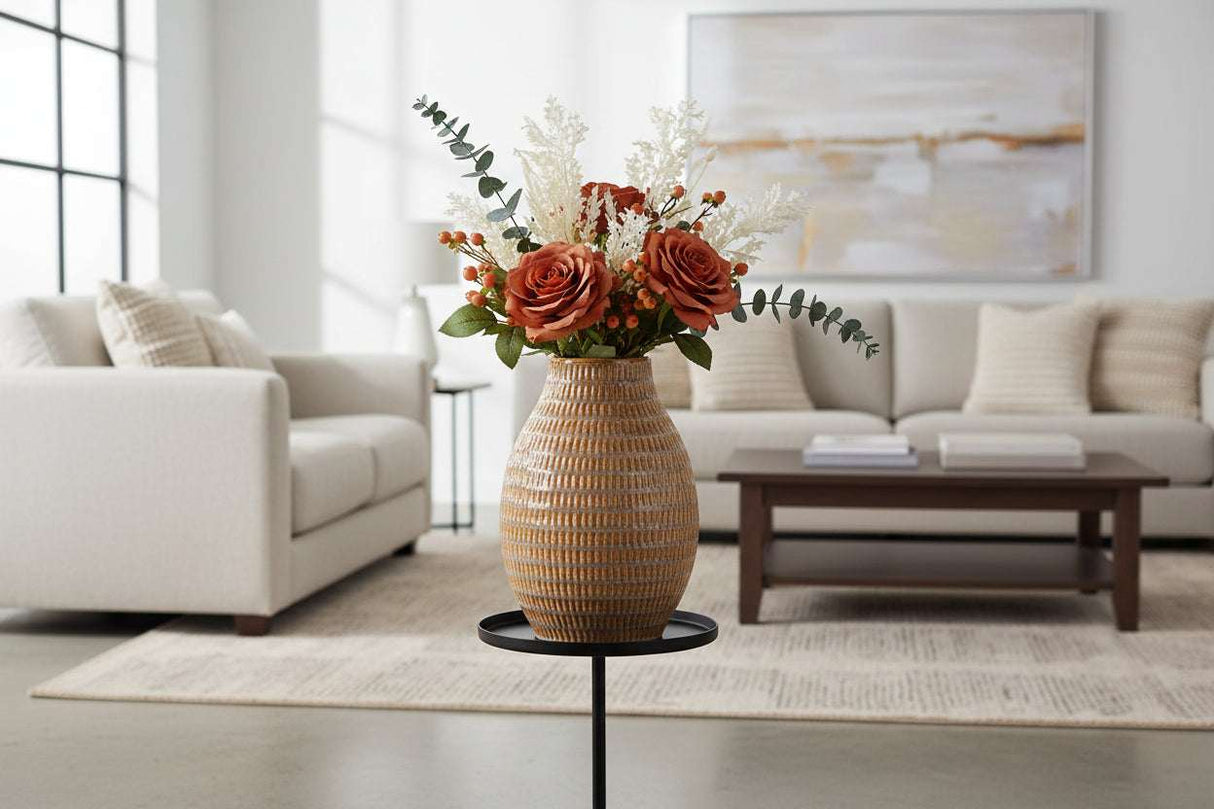 Sabbia Collection Medium Textured Vase BROWN CERAMIC Shades 4 Seasons