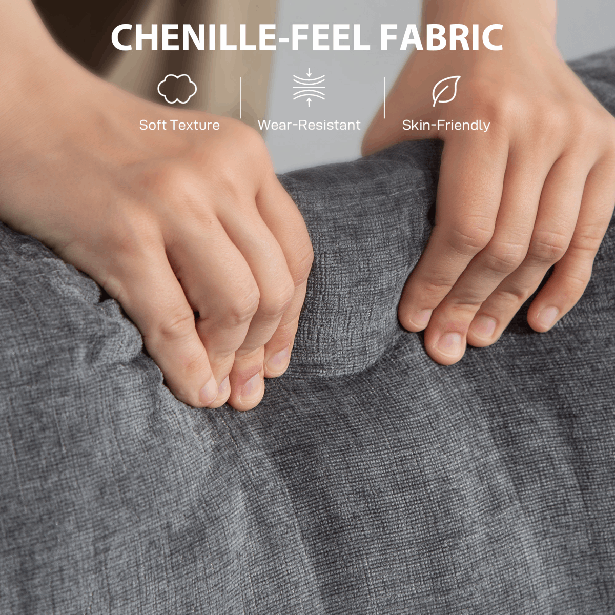 HOMCOM Three Seater Sofa, Fabric Sofa with USB Ports and Cup Holders, Grey HOMCOM