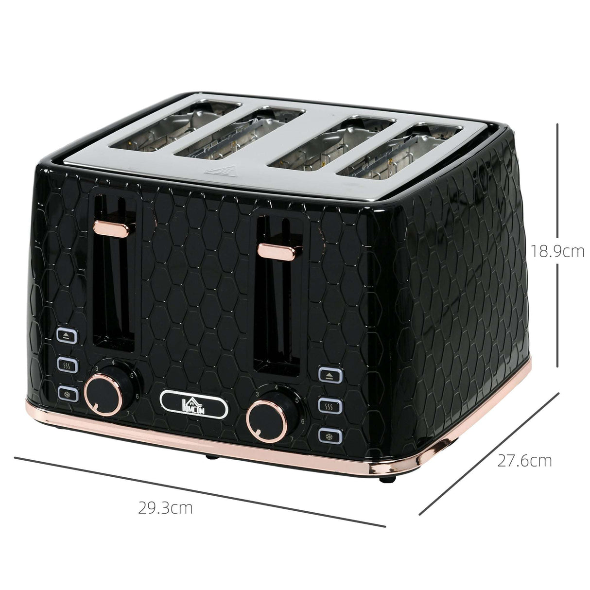 Wise Galleria 4-Slice Toaster in Black with Elegant Design and Adjustable Settings