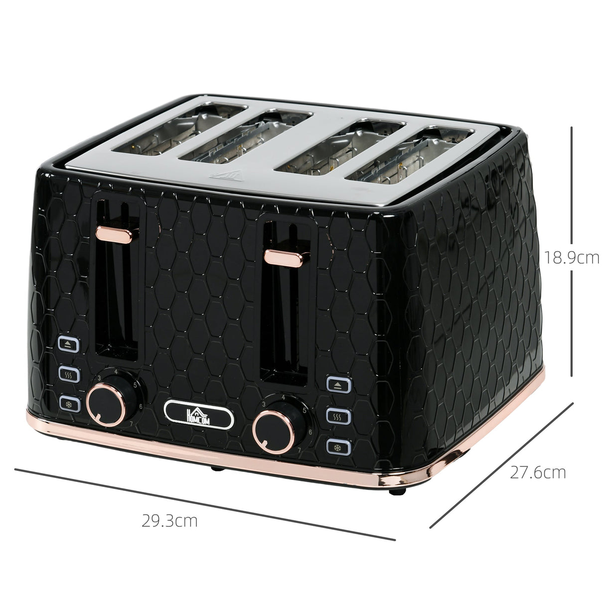 Wise Galleria 4-Slice Toaster in Black with Elegant Design and Adjustable Settings