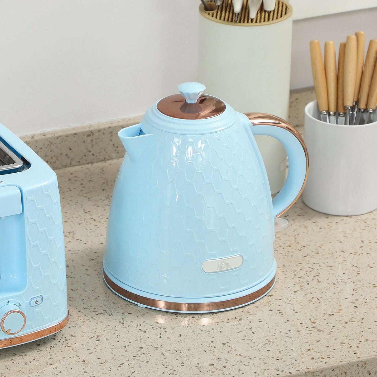 Wise Galleria Toaster Set featuring a blue kettle and toaster with stylish design for modern kitchens