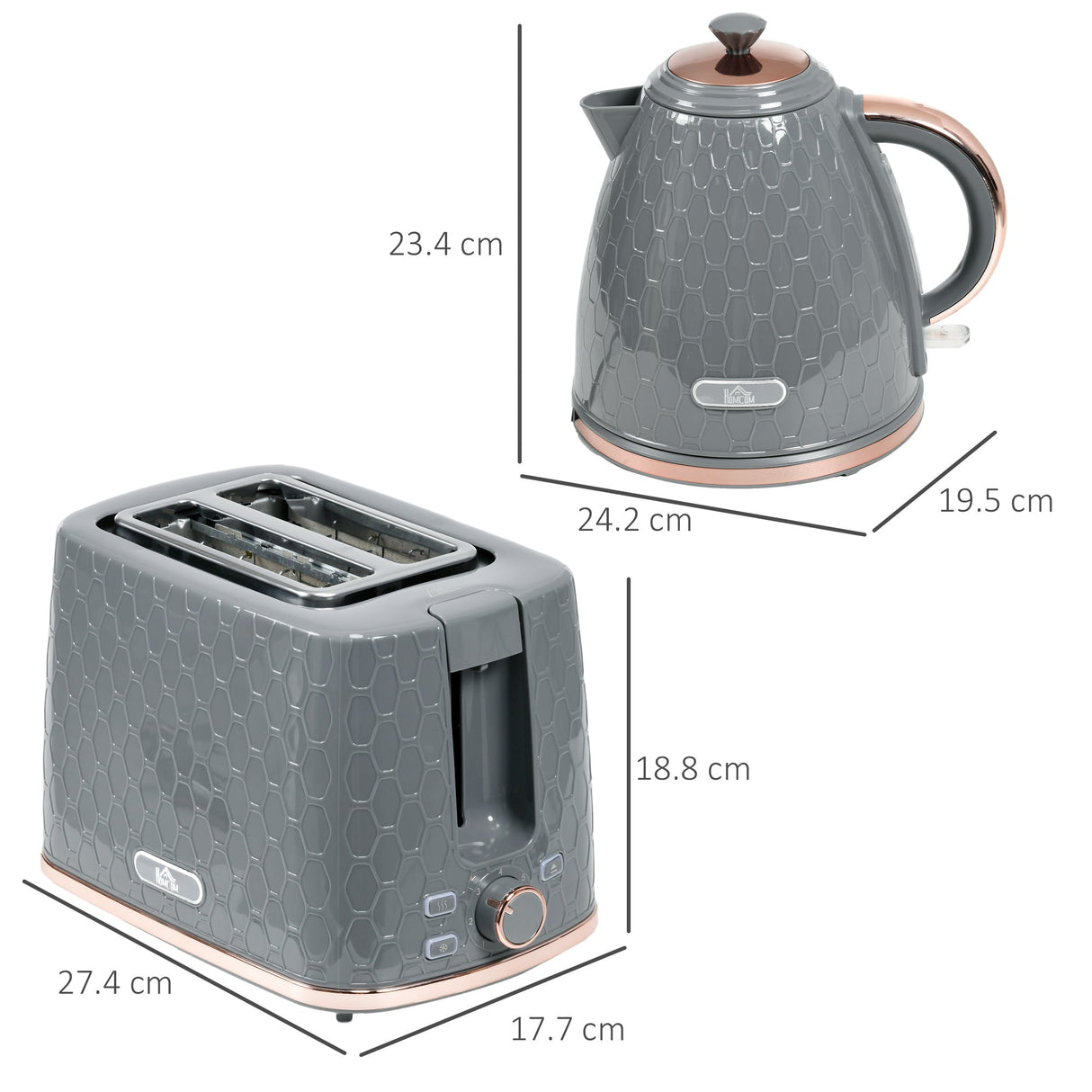 Wise Galleria Toaster Set including a grey toaster and kettle with stylish design and modern features