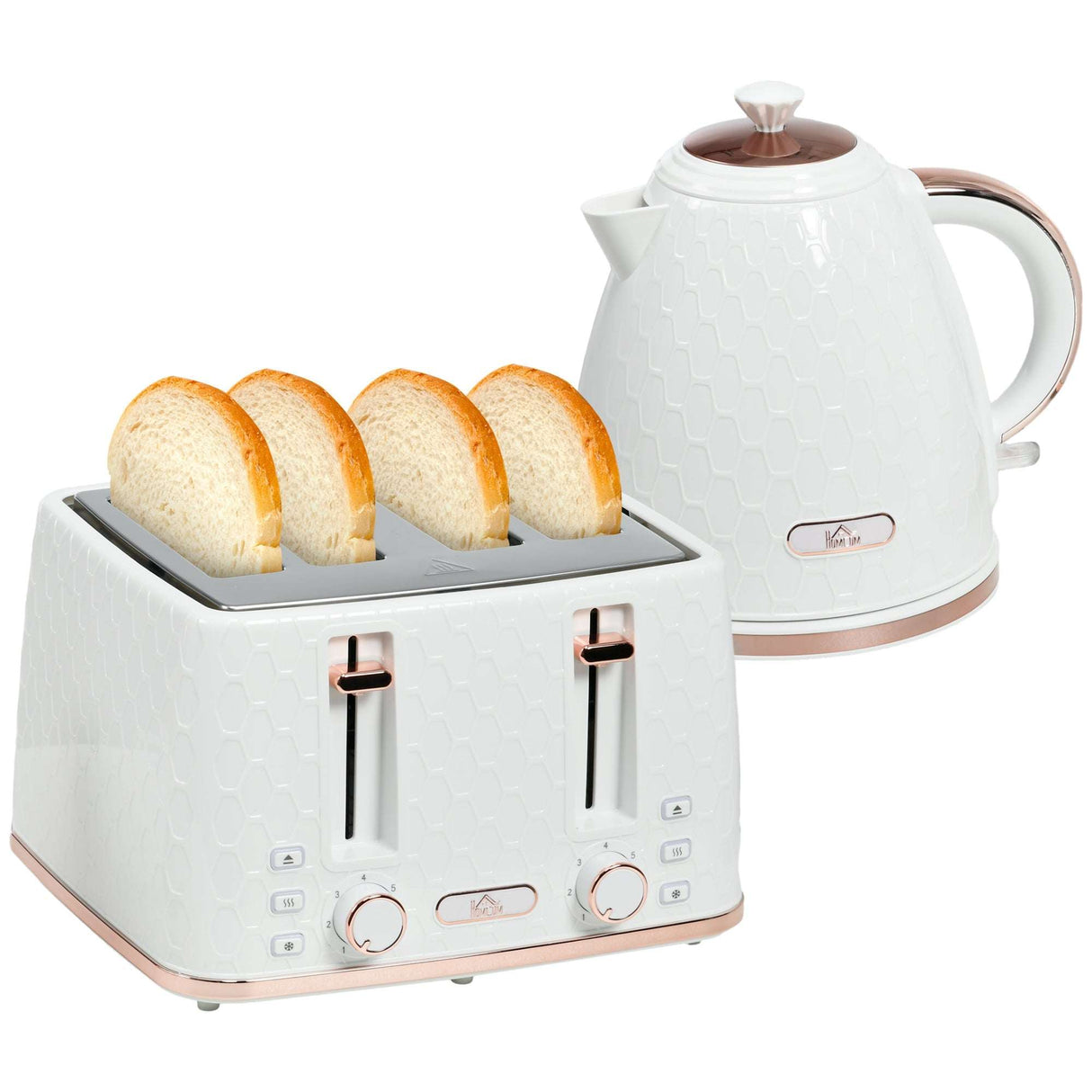 Wise Galleria Toaster Set featuring a stylish white toaster with two slots and a matching kettle