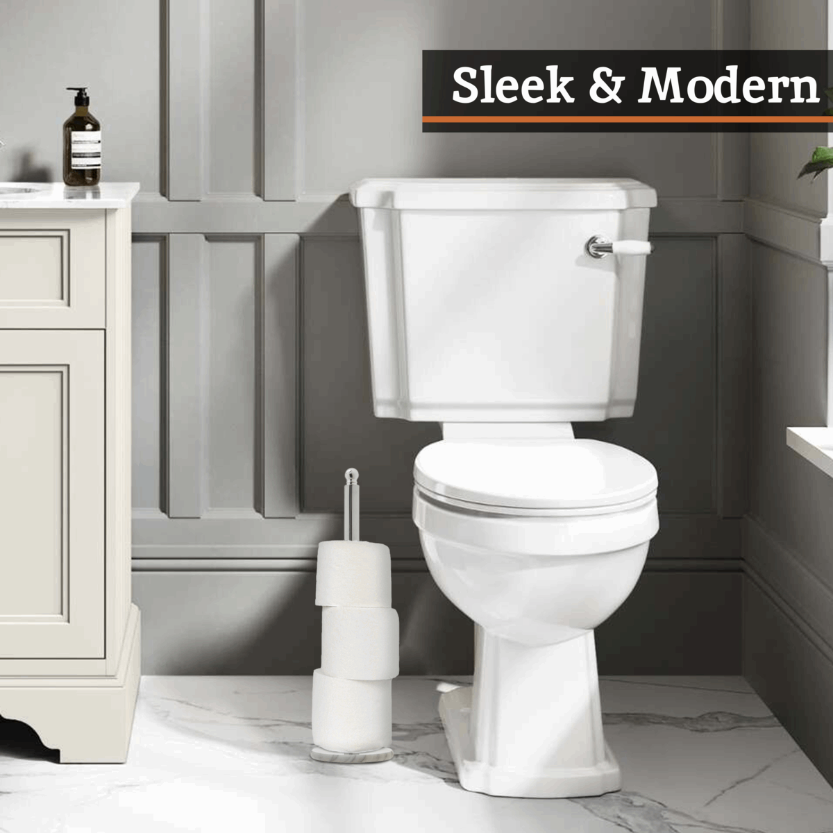 Orsina Toilet Roll Holder in a sleek and modern bathroom setting with stylish decor