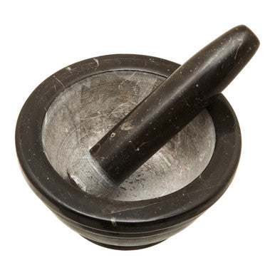 Orsina Mortar and Pestle in black stone for grinding and mixing spices and herbs
