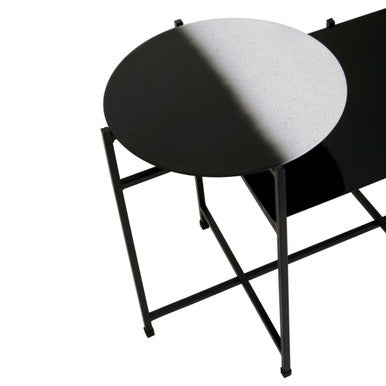 Orsina Modern Black Side Table with Stylish Round and Rectangular Surfaces