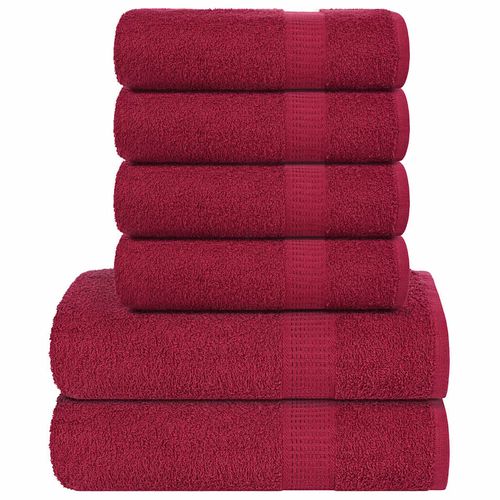 vidaXL Soft Grey Towel Set - 6-Piece Cotton Towels bordeaux vidaXL