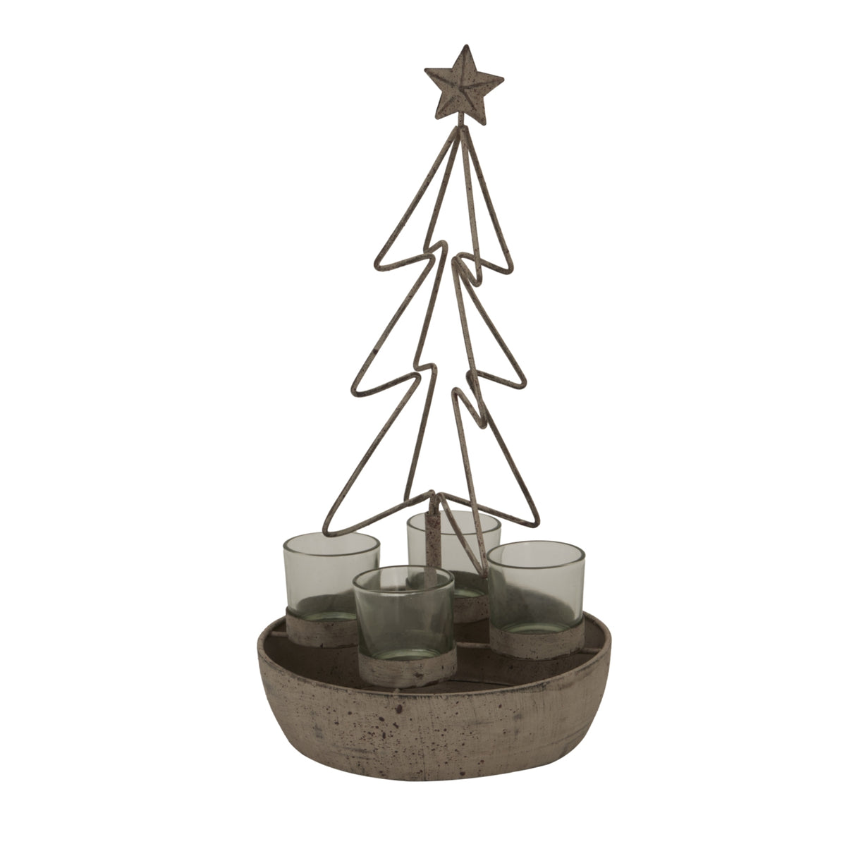Shades 4 Seasons Tree And Star Candle Holder with Three Glass Votives for Festive Decor