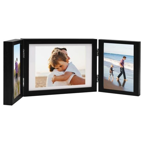 vidaXL White Wooden Trifold Photo Frame for Home Decor vidaXL