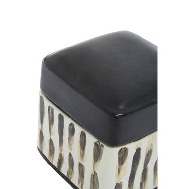 Orsina Decorative Trinket Box with a Stylish Black Top and Artistic Patterned Base