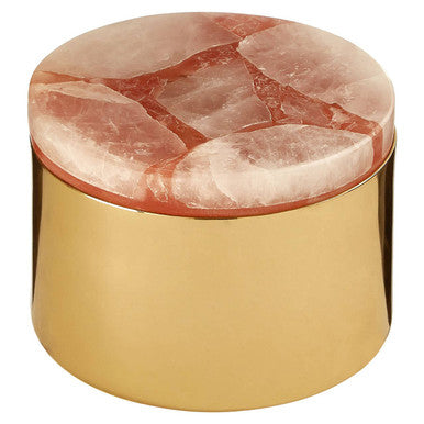 Orsina Trinket Box with a pink marble lid and gold base for elegant storage