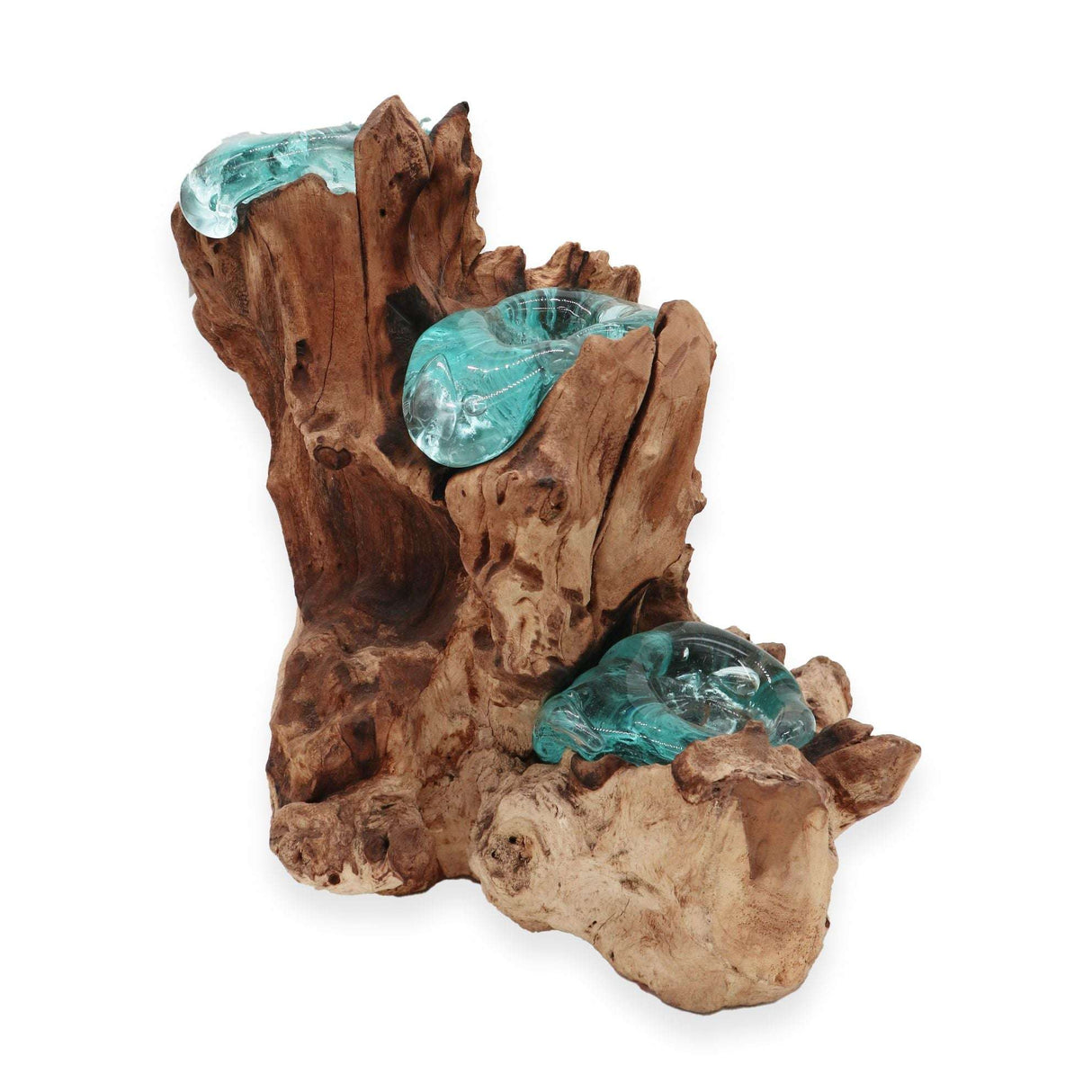 Molton Glass Triple Candle Holder on Wood AW Dropship UK