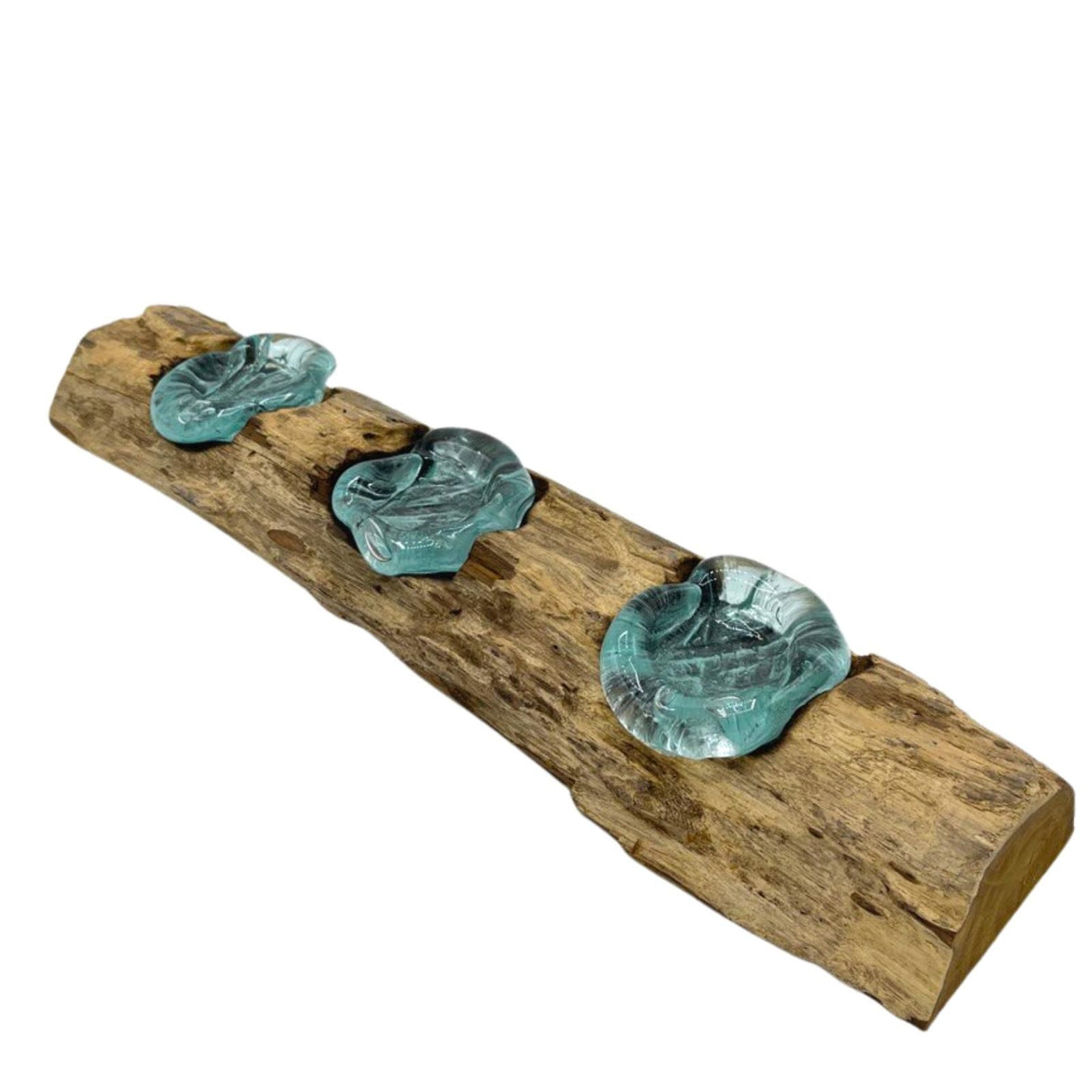Molton Glass Flat Triple Candle Holder on Wood AW-Dropship