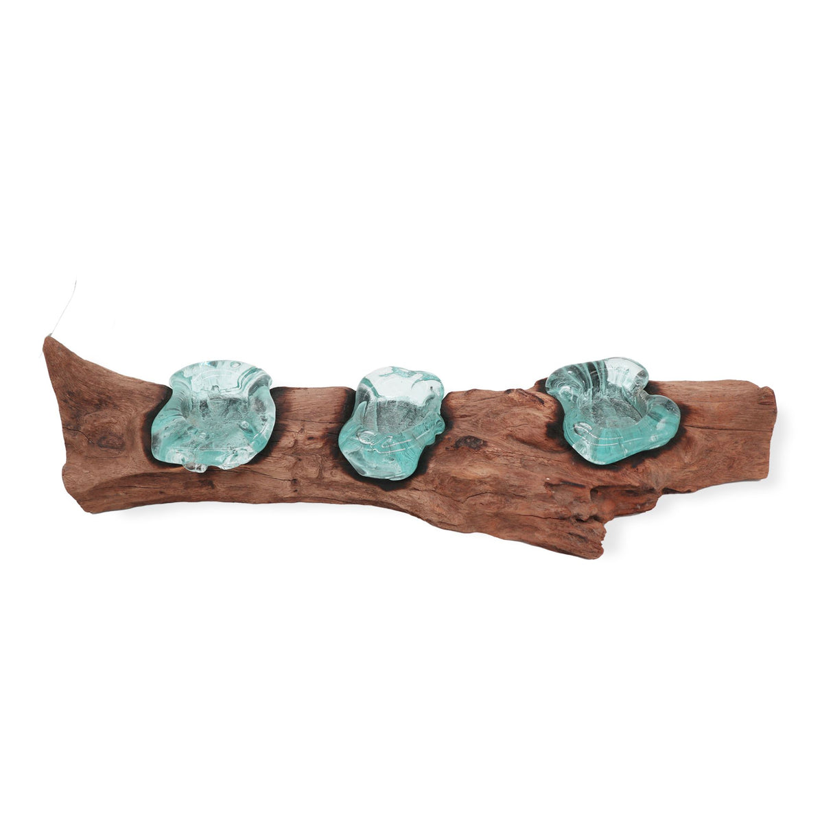 Molton Glass Flat Triple Candle Holder on Wood AW-Dropship