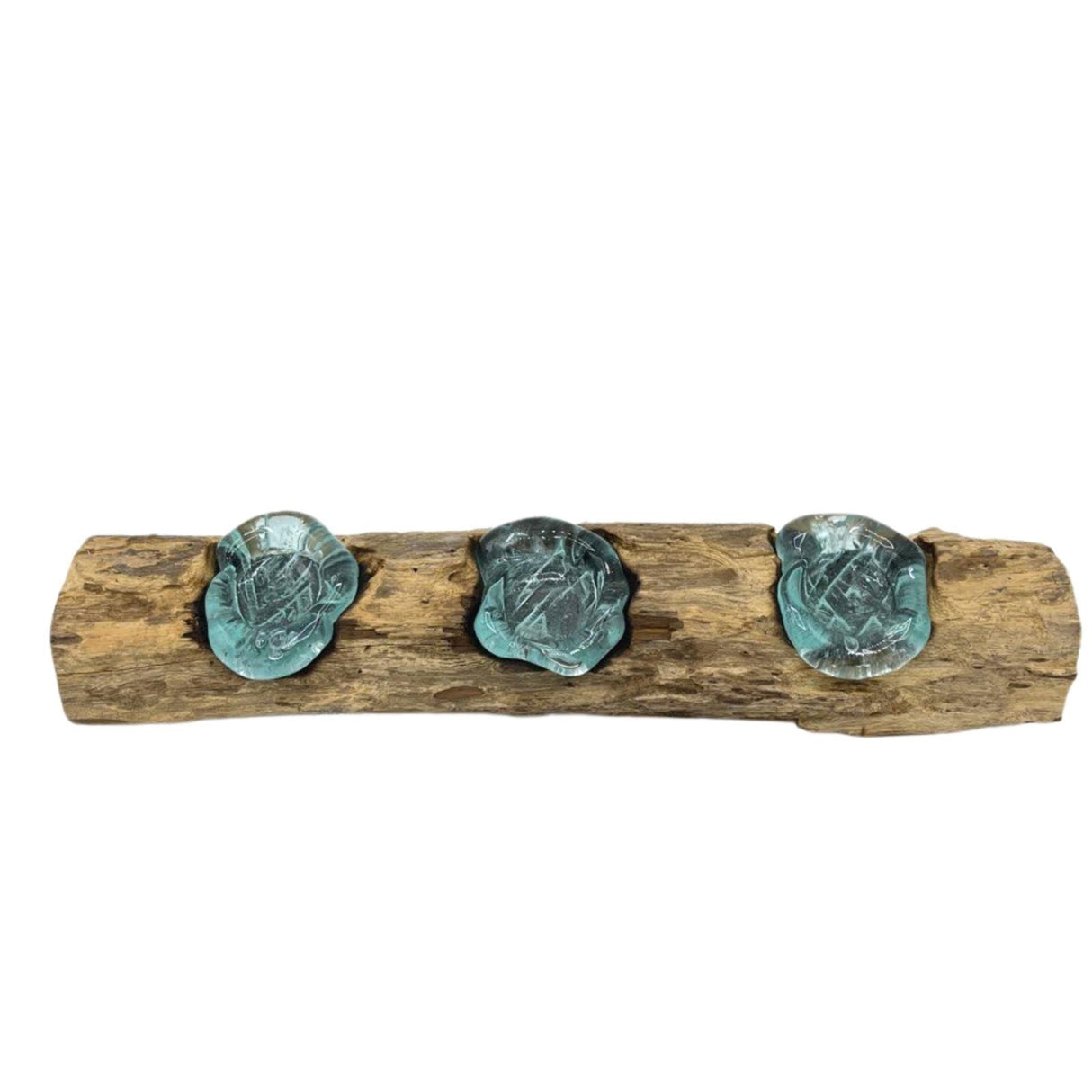 Molton Glass Flat Triple Candle Holder on Wood AW-Dropship