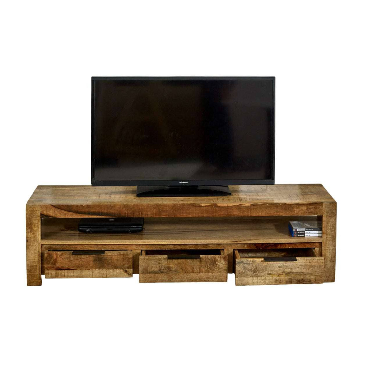 Merlin Mango Wooden Large TV Stand With 3 Drawers Verty Furniture