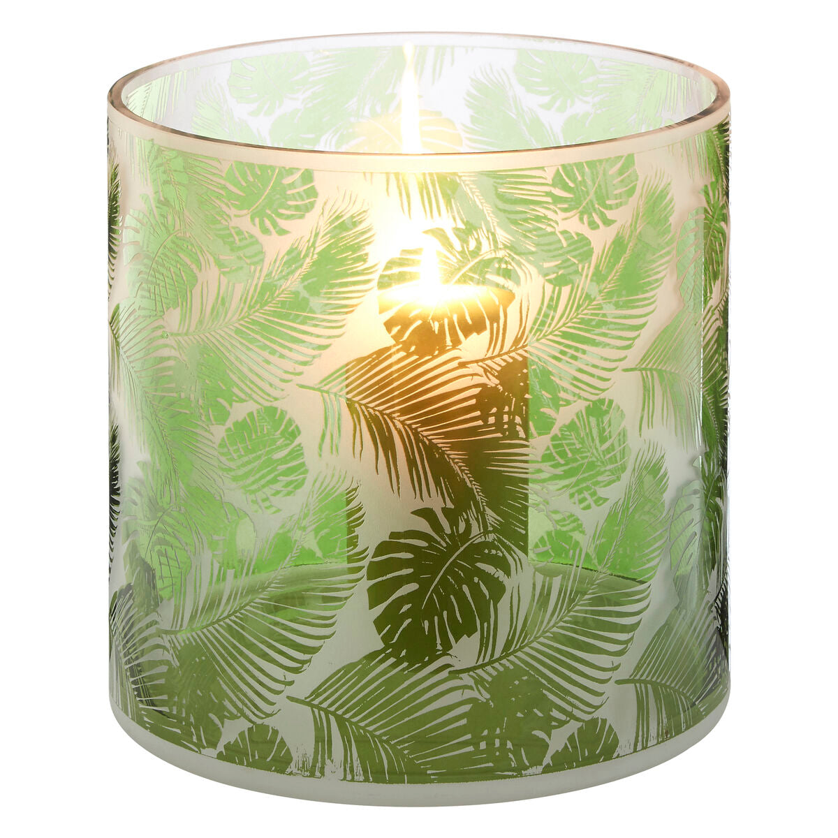 Orsina Candle Holder with Green Leaf Design, Perfect for Elegant Home Decor