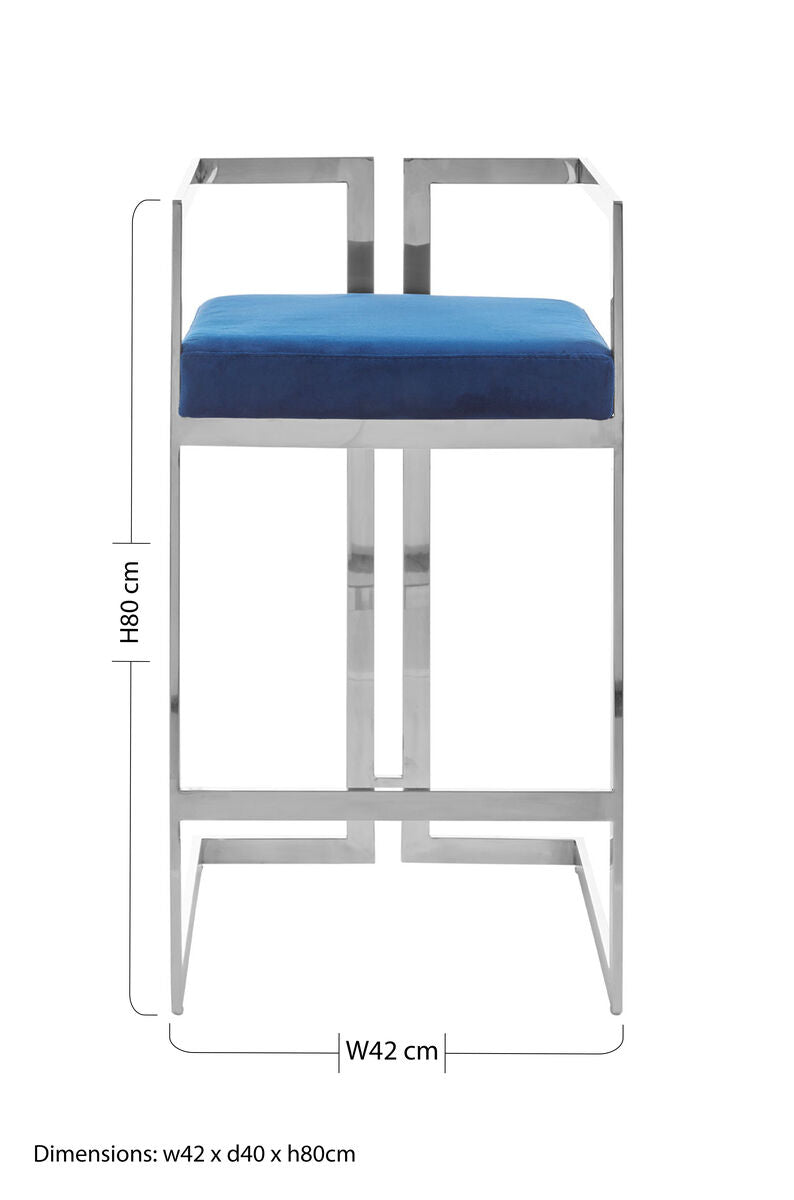 Orsina Blue Bar Stool with Modern Design and Sturdy Frame, Ideal for Stylish Bar Seating
