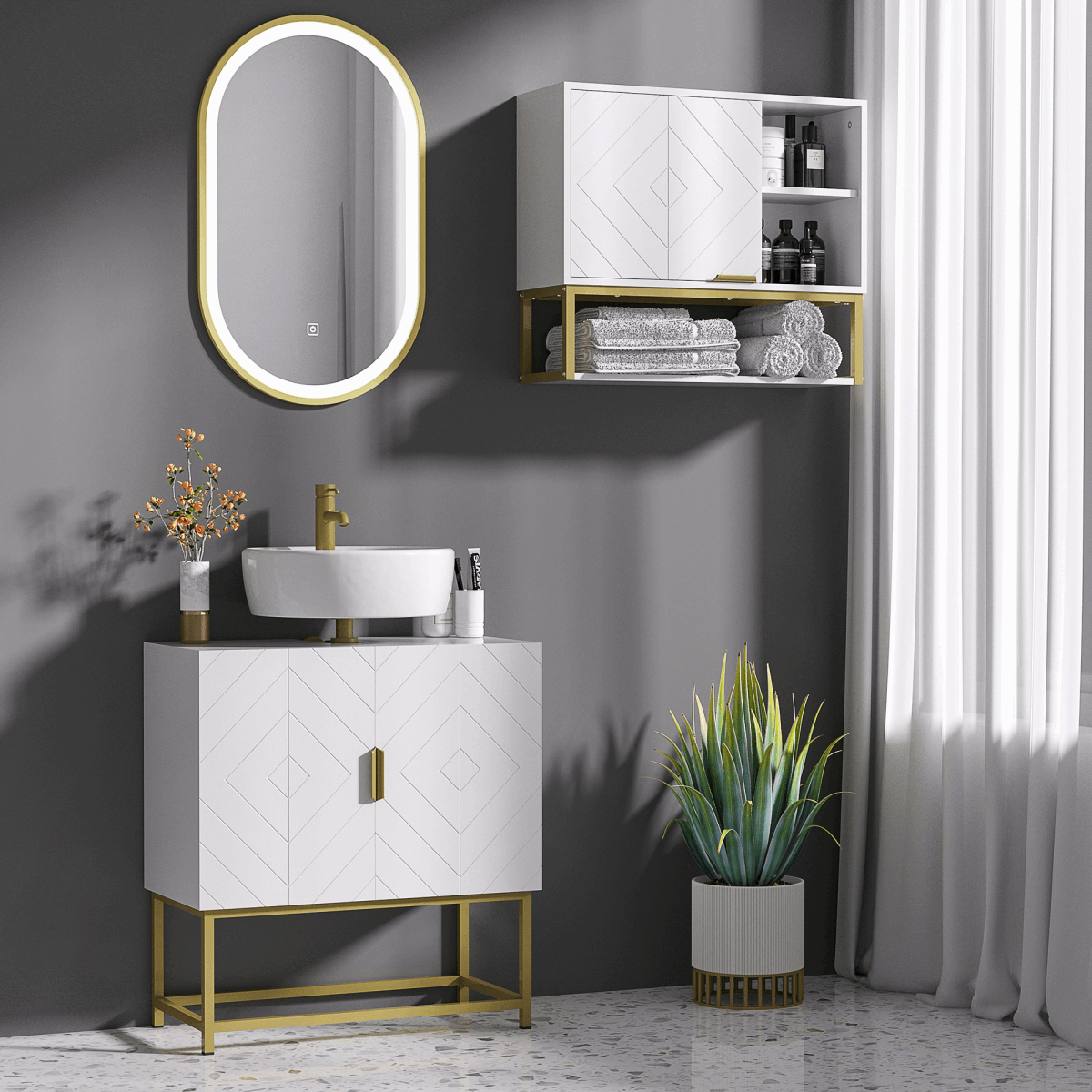 Kleankin Stylish White Bathroom Cabinet with Shelves kleankin