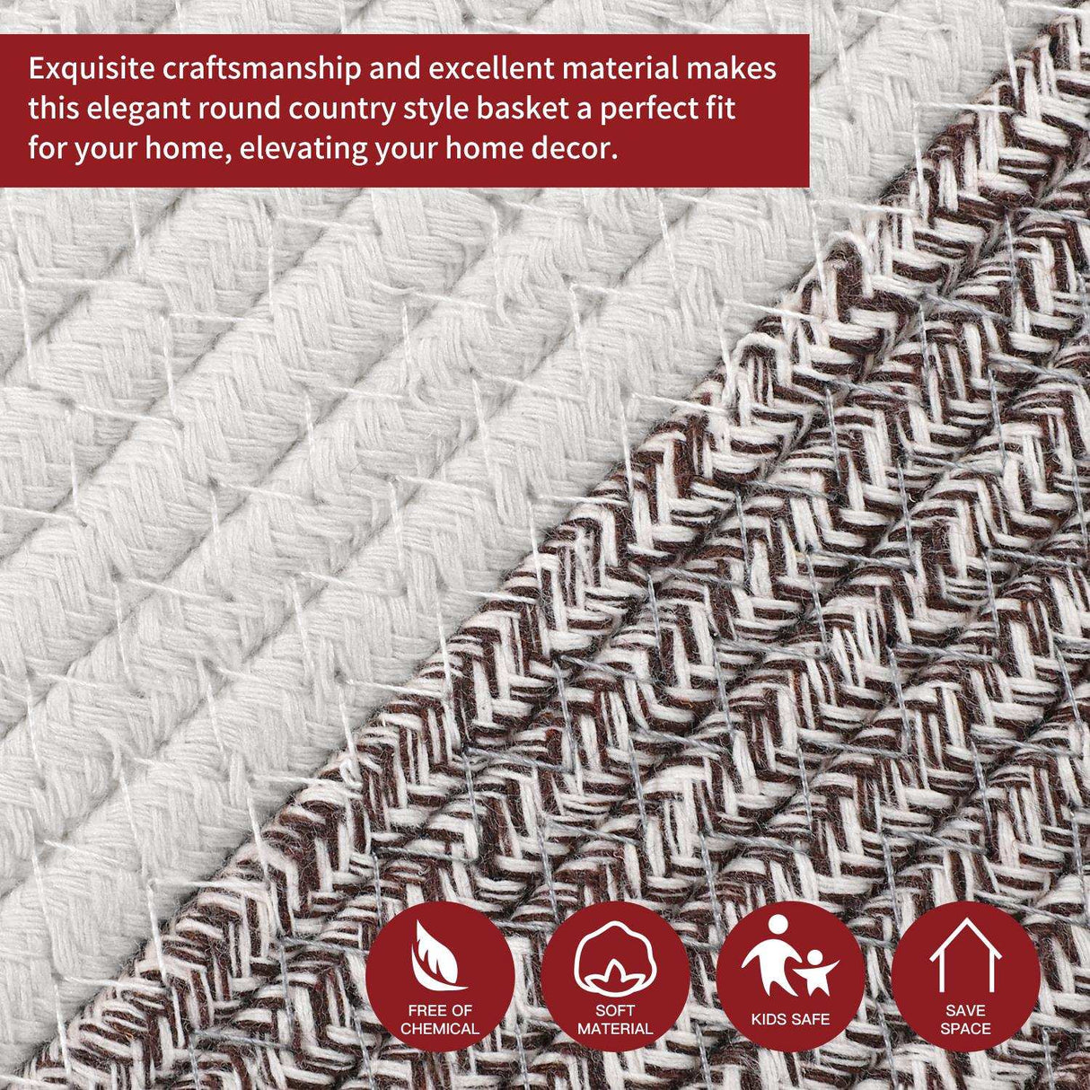 Vinsani Laundry Basket White & Natural Vinsani