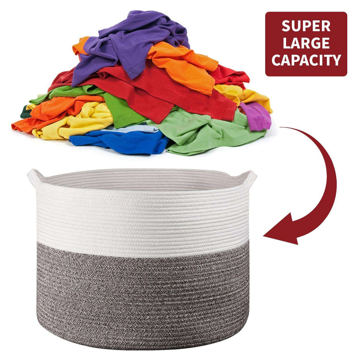 Vinsani Laundry Basket White & Natural Vinsani