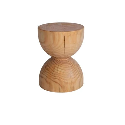 Nisu Home Natural Wooden Side Table with Unique Hourglass Shape for Stylish Home Decor