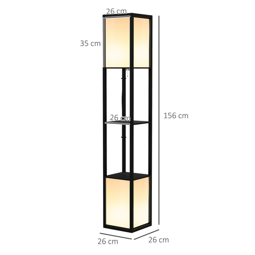 HOMCOM Shelf Floor Lamp with Dual Light, for Living Room, Bedroom, Black HOMCOM
