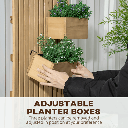 Outsunny Wooden Garden Planters with Trellis Wall-mounted Raised Garden Bed Outsunny