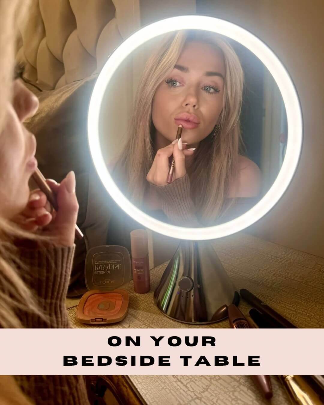 Hollywood Vanity Mirror with LED Lights for Perfect Makeup Application on Your Bedside Table