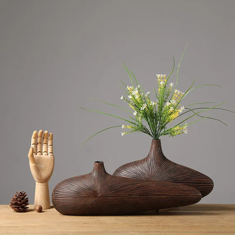Nisu Home Decorative Vase Set with Unique Design and Artificial Flowers for Stylish Home Decor