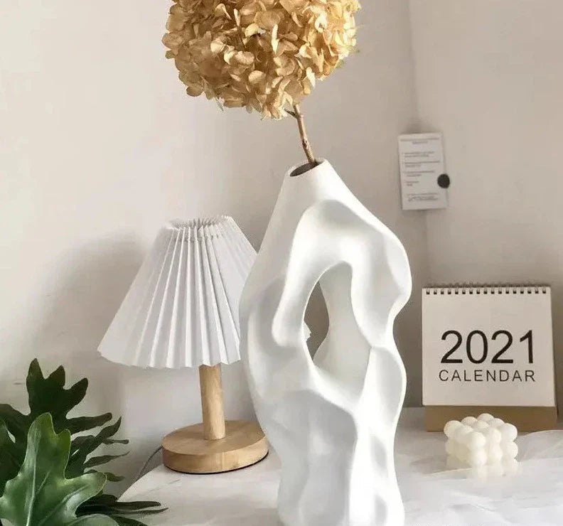 Stylish Nisu Home White Vase with Unique Design, Ideal for Decorative Flowers